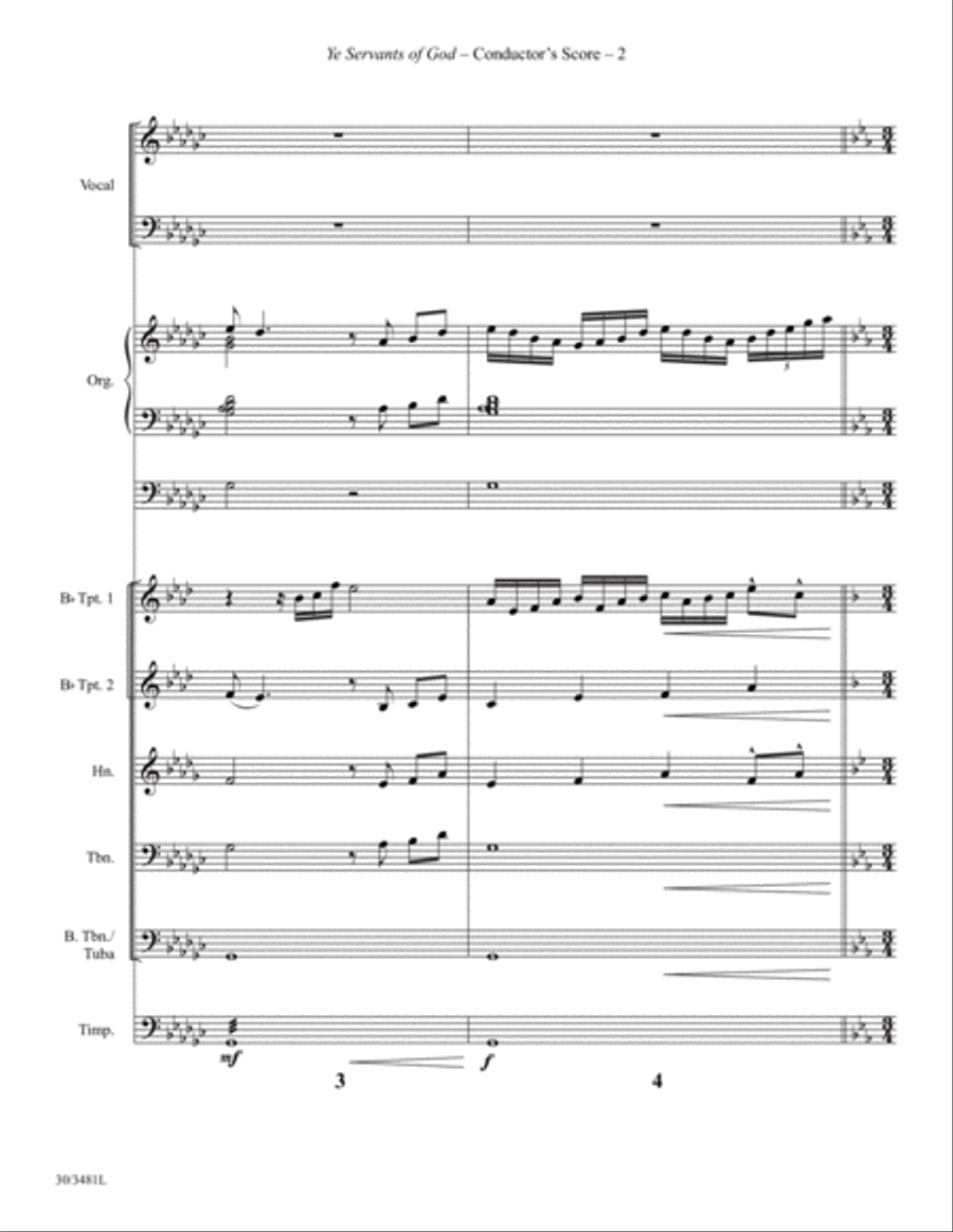 Ye Servants of God - Brass and Percussion Score and Parts Choir scores gallery preview page 4