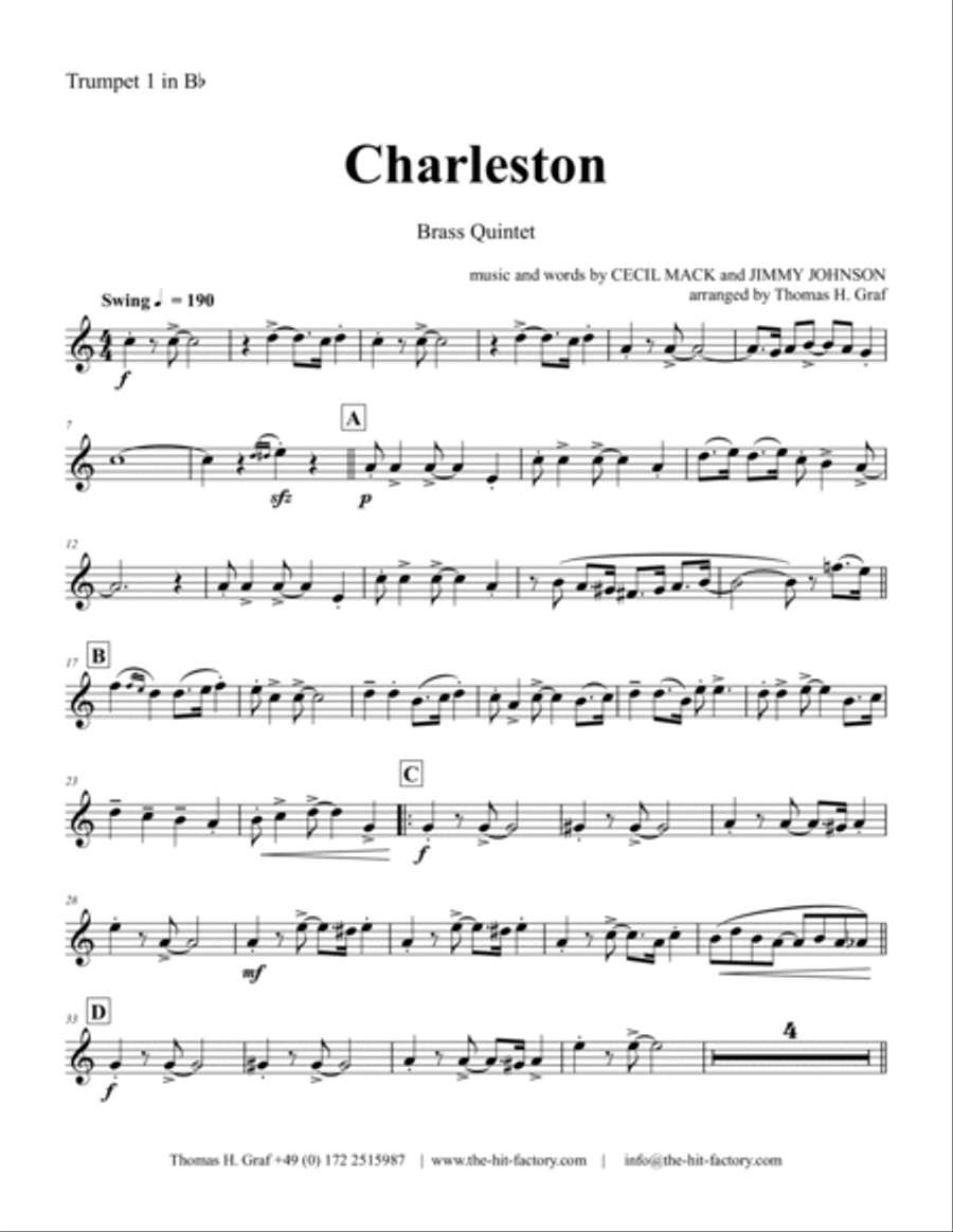 Charleston - 20ths Classic - Brass Quintet - Bb Brass Quintet scores gallery preview page 5