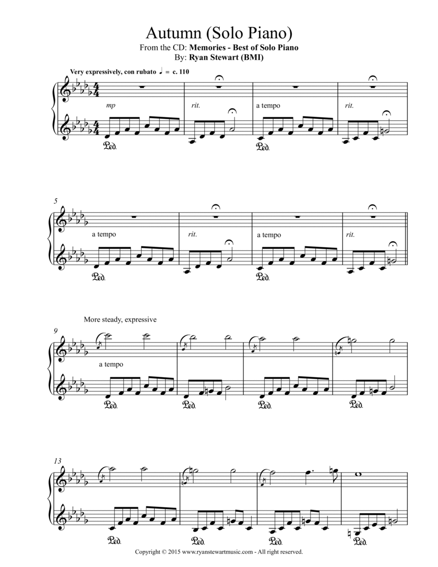 Autumn (Solo Piano) Autumn (Solo Piano) Piano Solo scores gallery preview page 1