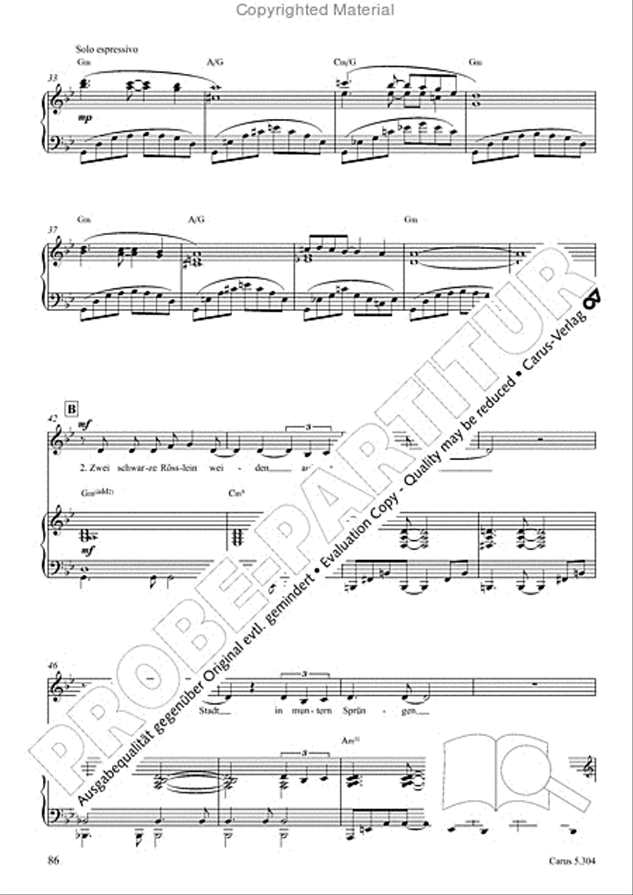 Schindler: Rosenzeit. Ein Liederzyklus uber die Liebe. Chansons fur Singstimme und Klavier Piano scores gallery preview page 87