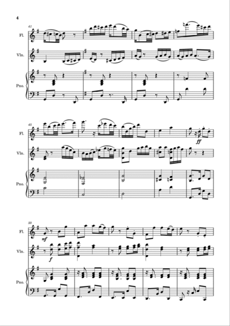 Por Una Cabeza by Carlos Gardel for Flute&Violin Duet Flute scores gallery preview page 4