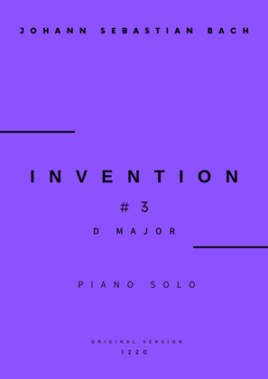 Book cover for Invention No.3 in D Major - Piano Solo (Original Version)