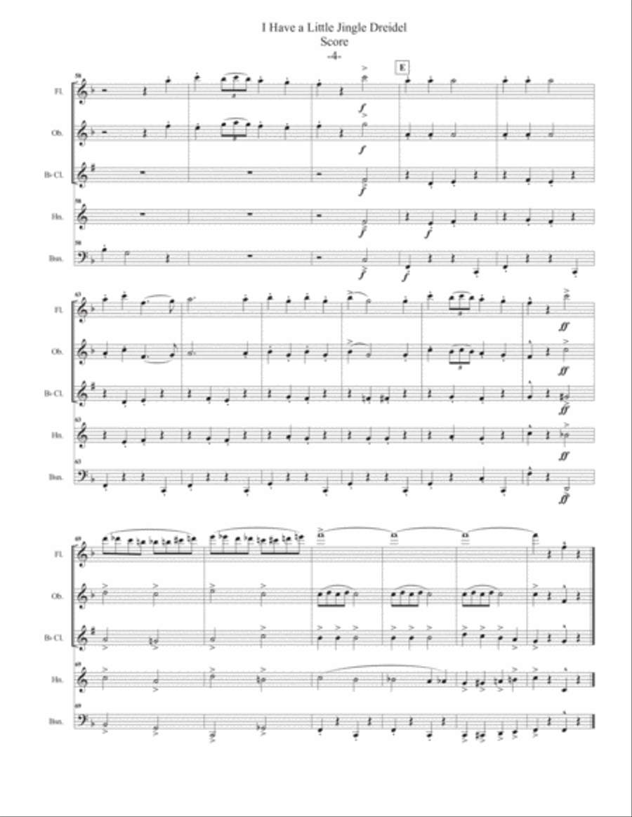 I Have a Little Jingle Dreidel for Woodwind Quintet Woodwind Quintet scores gallery preview page 6