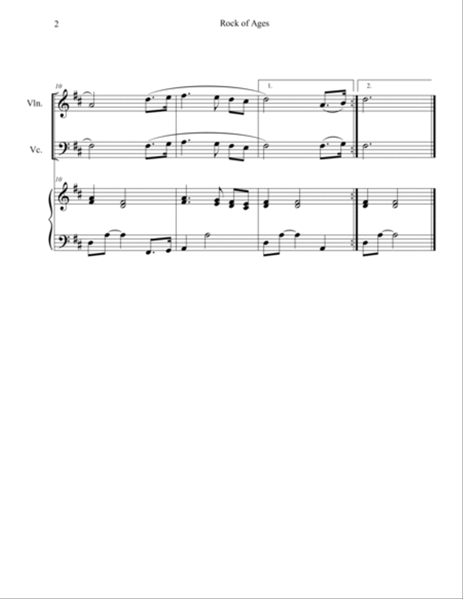 Rock of Ages (Violin and Cello Duet with Piano Accompaniment) Piano Trio scores gallery preview page 2