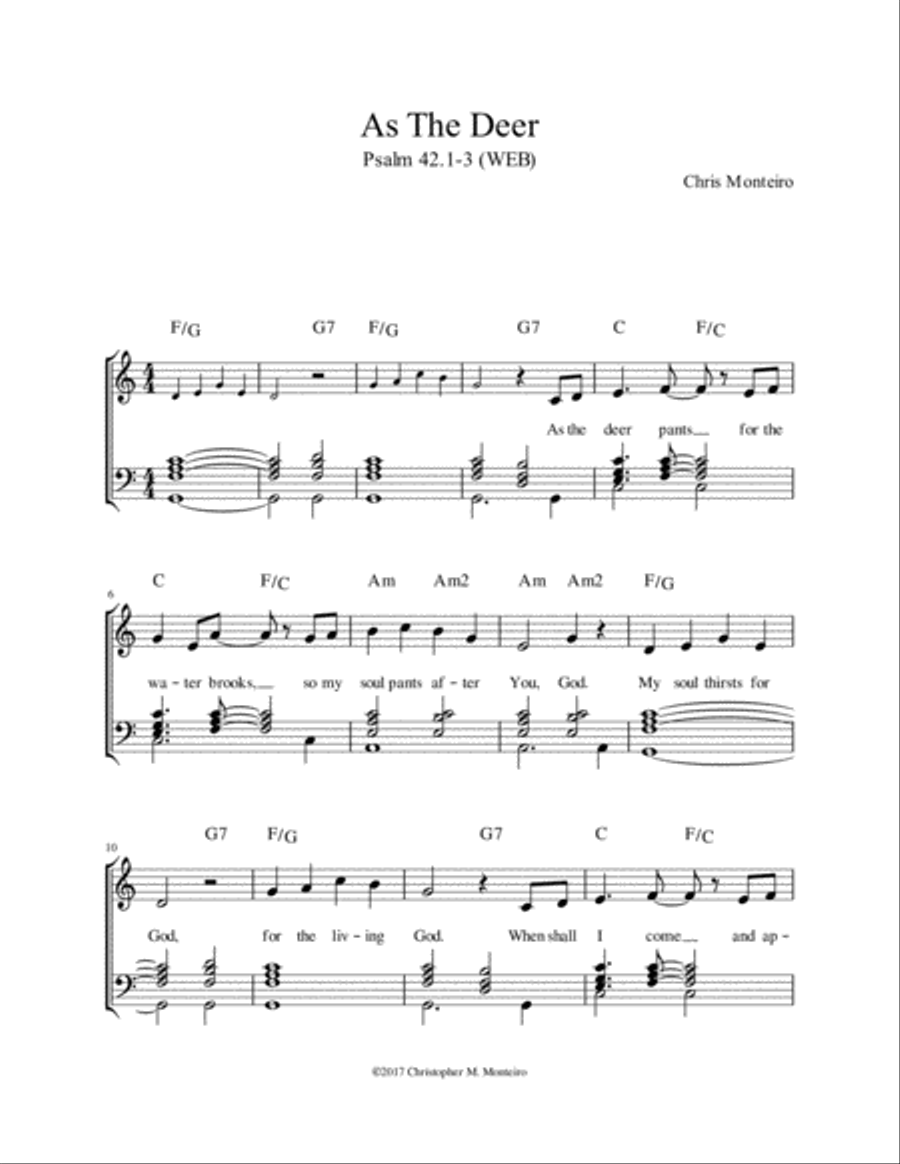 As The Deer (Psalm 42.1-3 WEB) Piano, Vocal, Guitar scores gallery preview page 2