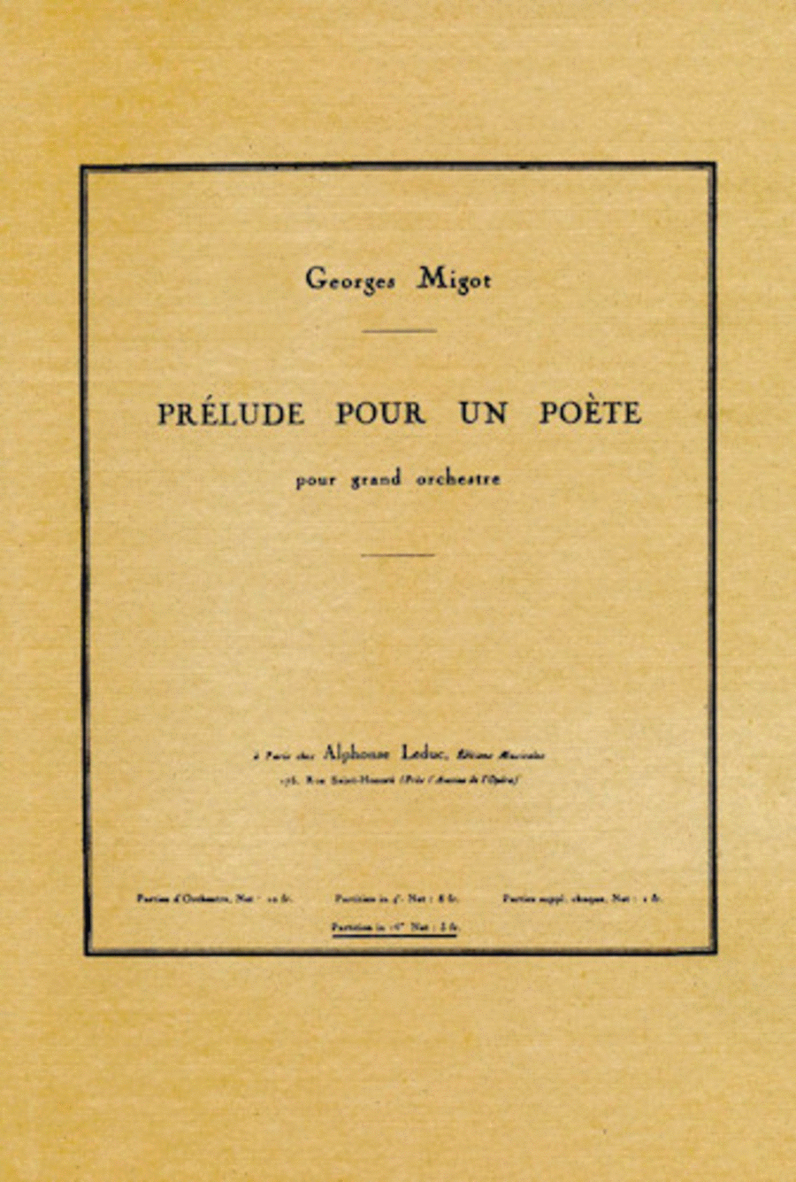 Prelude pour un Poete pour Grand Orchestre Full Orchestra scores gallery preview page 1