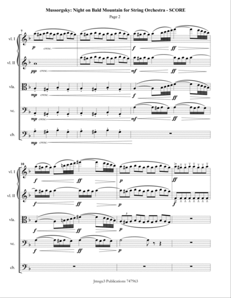 Mussorgsky: Night on Bald Mountain for String Orchestra String Orchestra scores gallery preview page 2