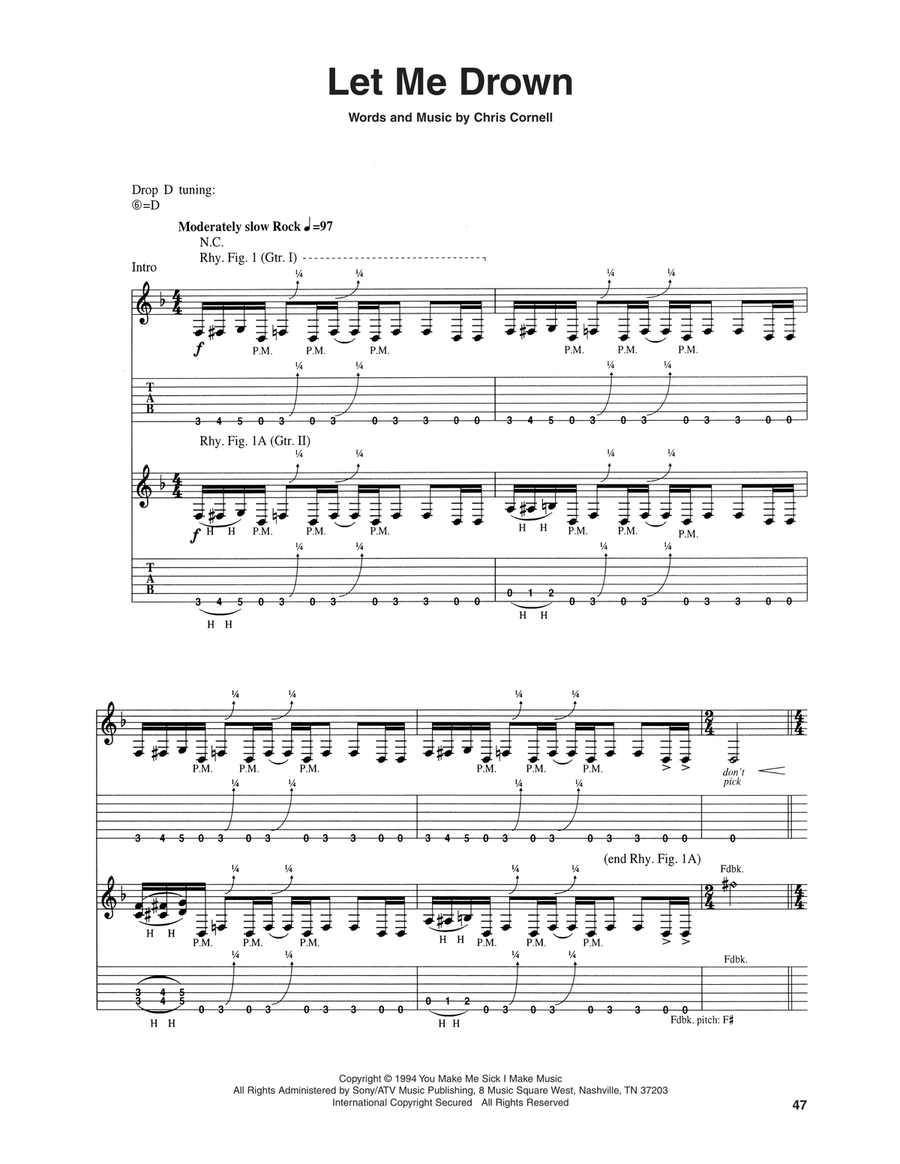 Let Me Drown Guitar Tablature scores gallery preview page 1