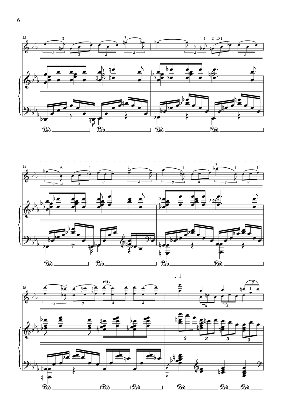 Rachmaninov Cello Sonata arranged for violin and piano, third movement Piano Trio scores gallery preview page 6