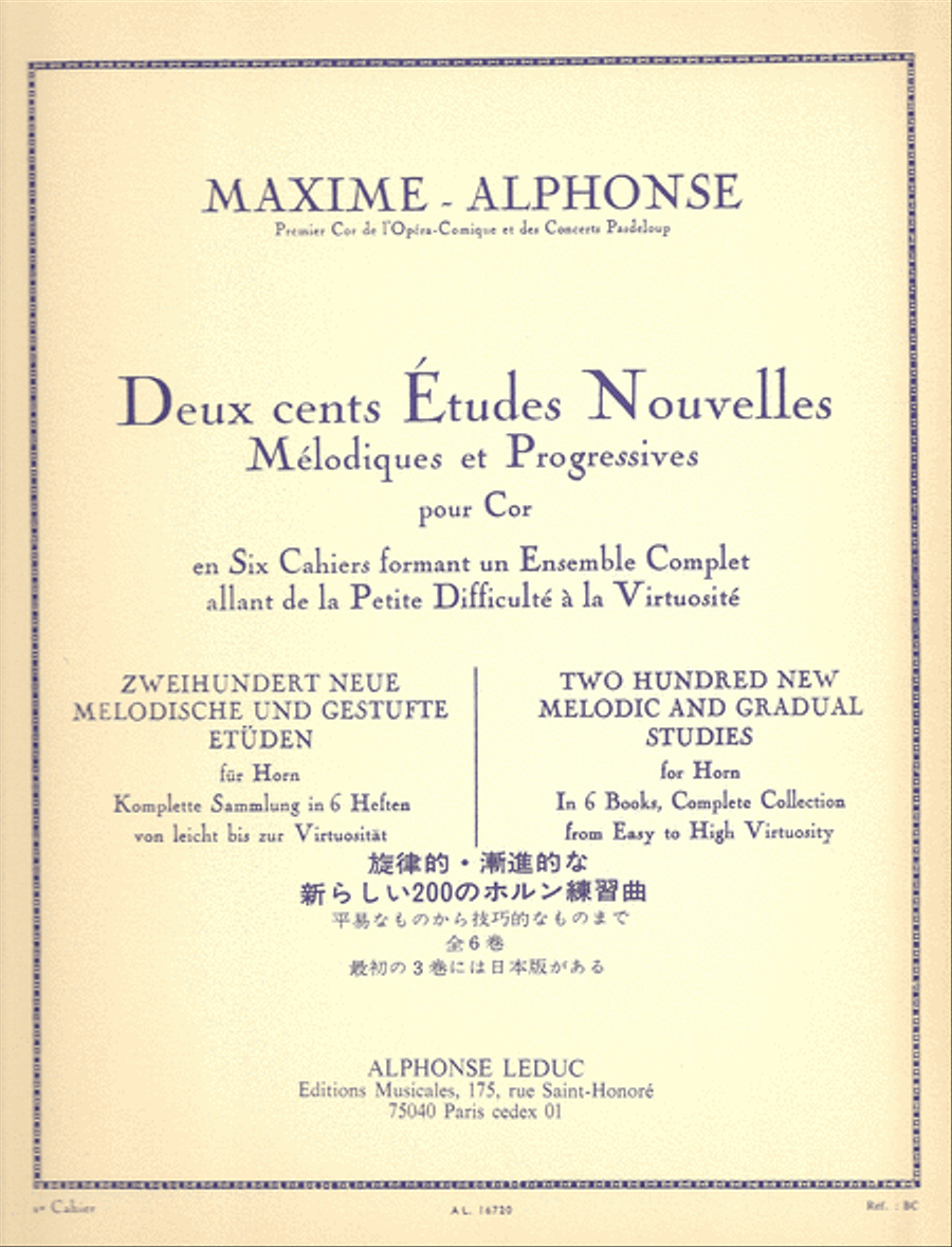 Deux cents Études Nouvelles Mélodiques et Progressives Pour Cor – Cahier 2: 40 Études Faciles Horn scores gallery preview page 1