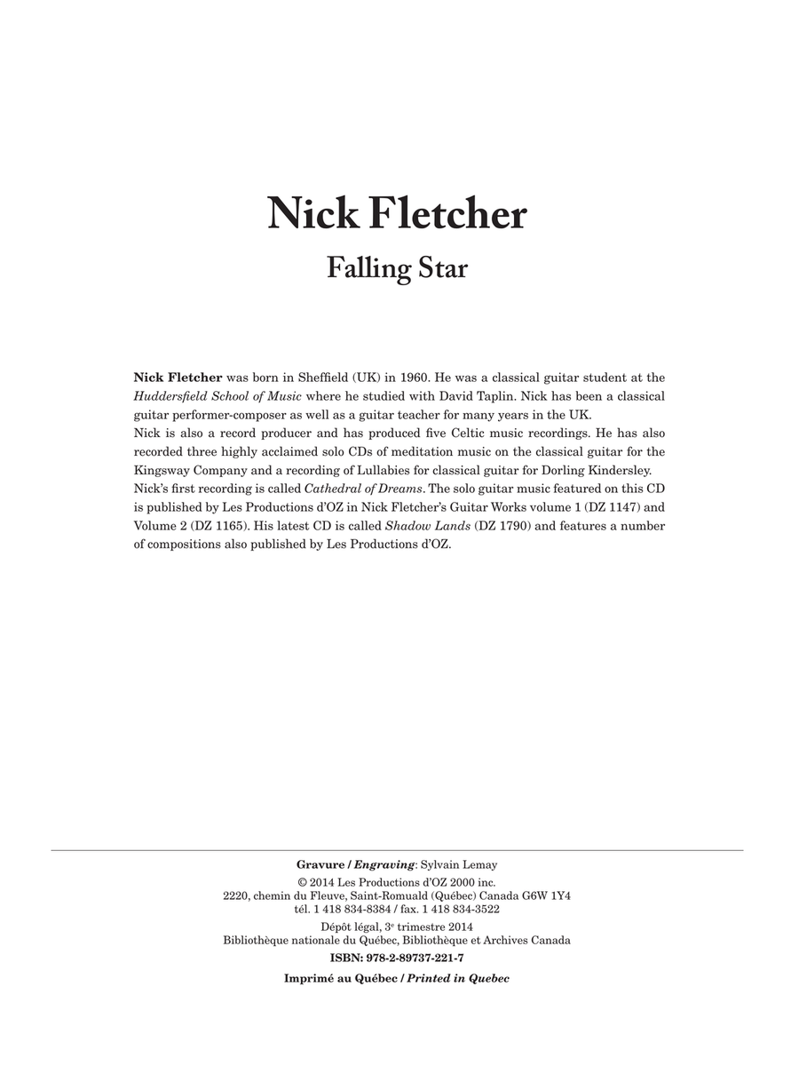 Falling Star Classical Guitar - Digital Sheet Music