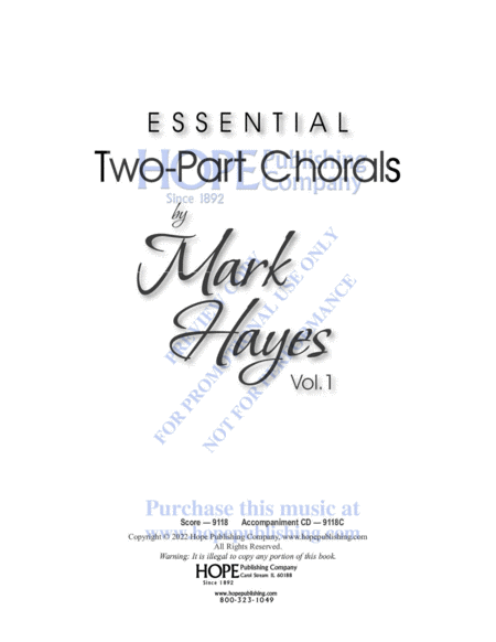 Essential Two-Part Chorals by Mark Hayes, Vol. 1