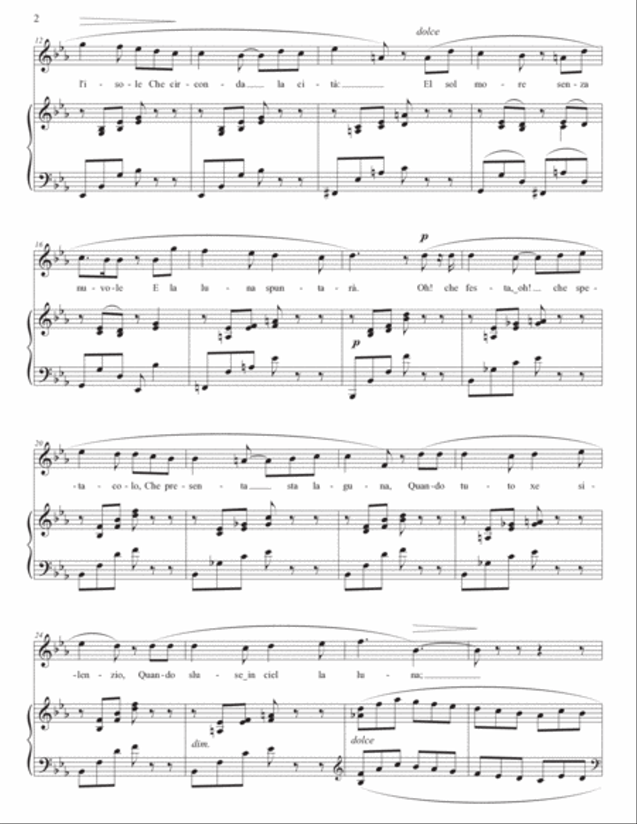 HAHN: Sopra l'acqua indormenzada (transposed to E-flat major) Voice scores gallery preview page 3