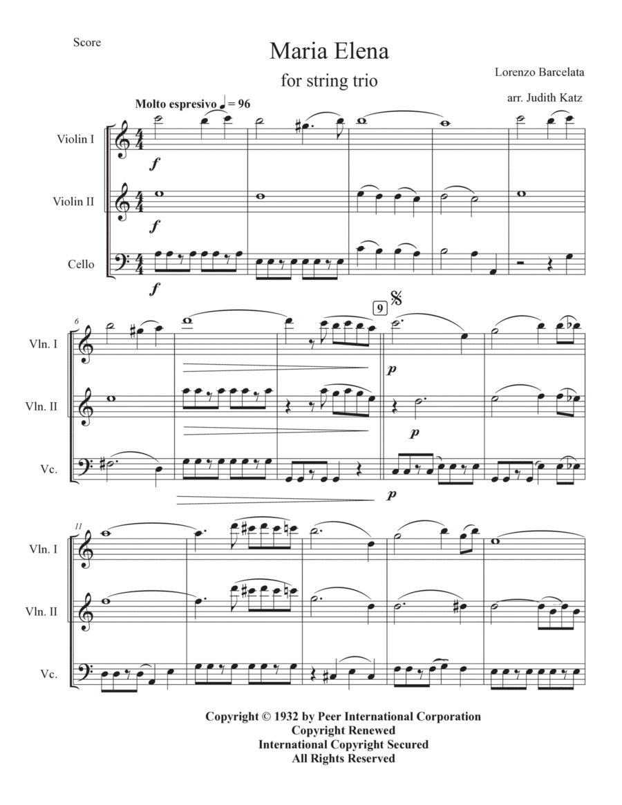 Maria Elena String Trio scores gallery preview page 1