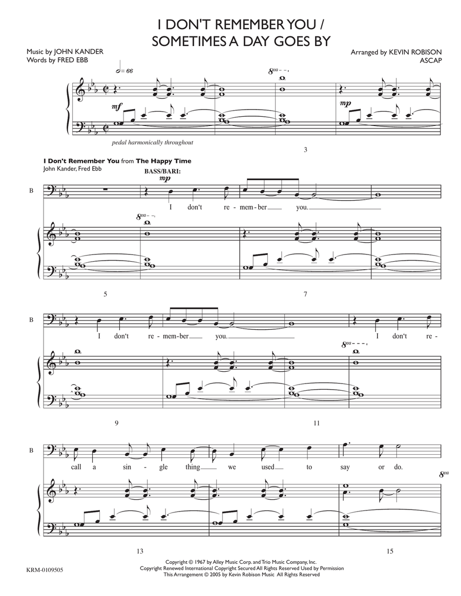 Medley: I Don't Remember You with Sometimes A Day Goes By TTBB scores gallery preview page 2