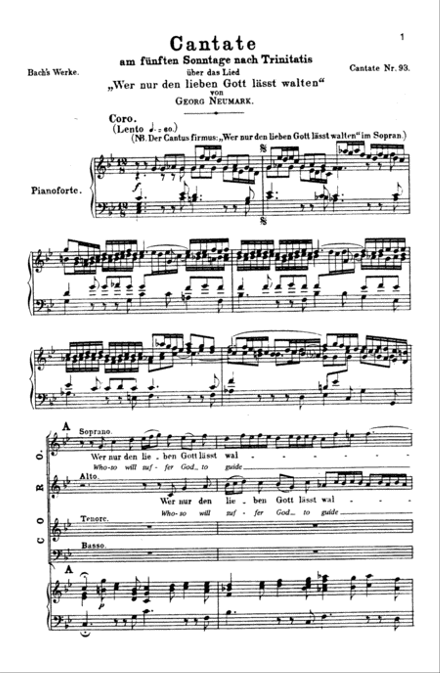 Cantata No. 93 -- Wer nur den lieben Gott lasst walten 4-Part scores gallery preview page 4