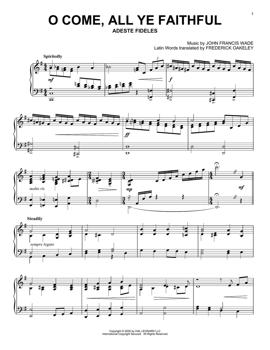 O Come, All Ye Faithful Piano Solo scores gallery preview page 1