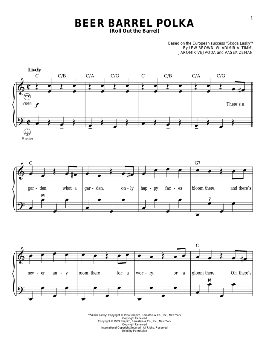 Beer Barrel Polka (Roll Out The Barrel) (arr. Gary Meisner) Piano scores gallery preview page 1