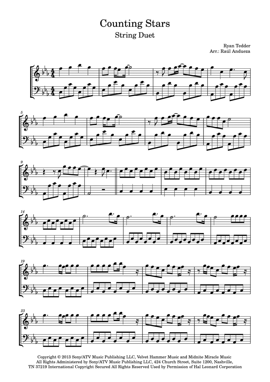 Counting Stars String Duet scores gallery preview page 1