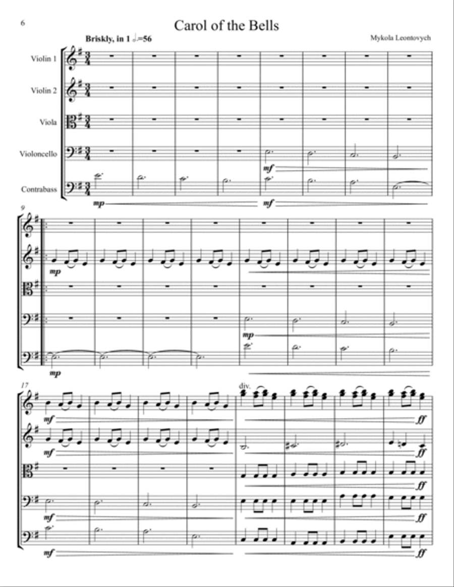 Twenty-Two Christmas Carols for String Orchestra String Orchestra scores gallery preview page 6