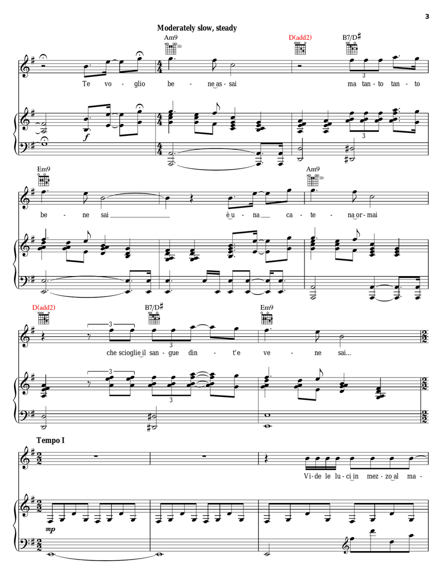 Caruso Caruso Piano, Vocal, Guitar scores gallery preview page 3
