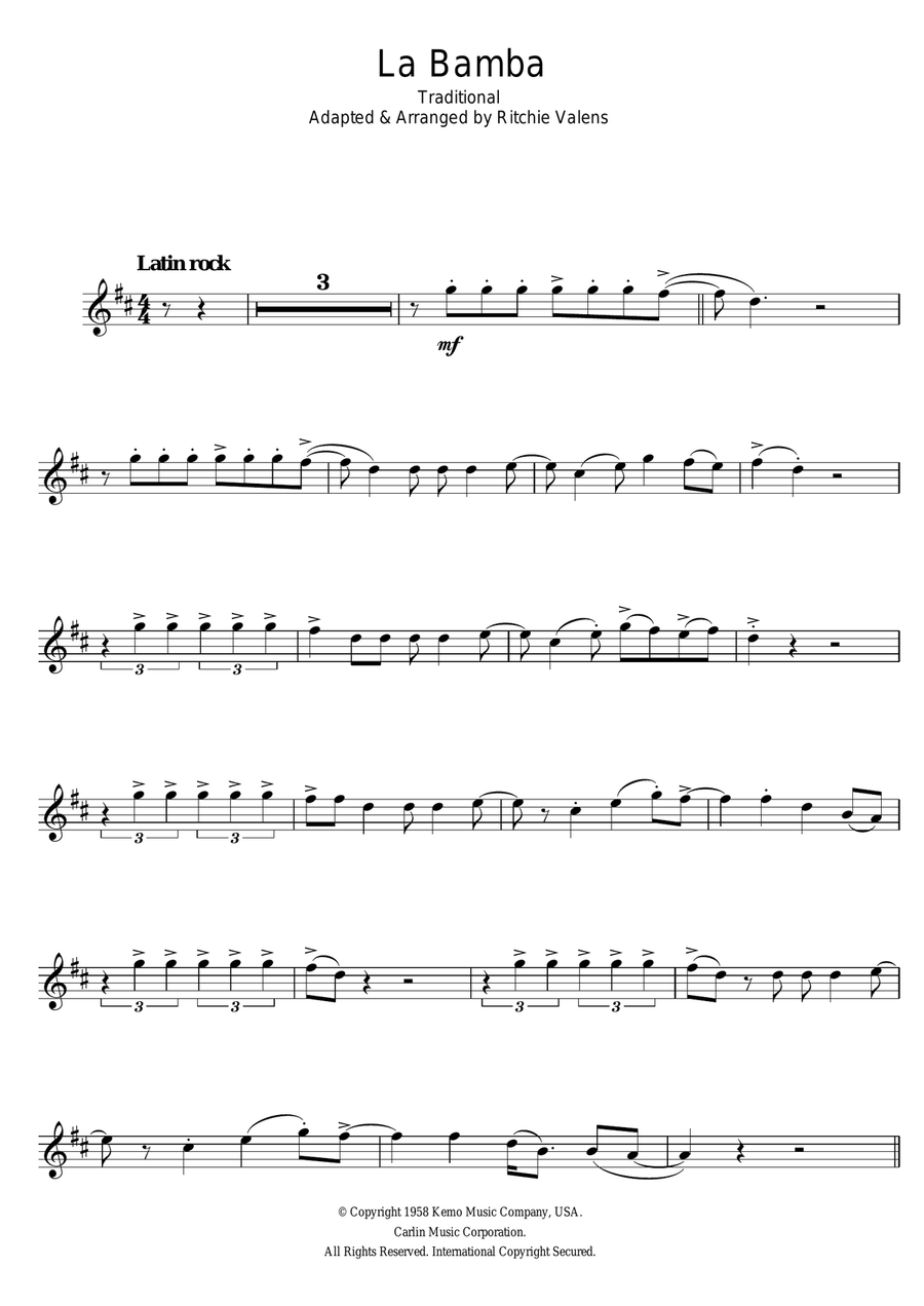 La Bamba La Bamba Trumpet Solo scores gallery preview page 1