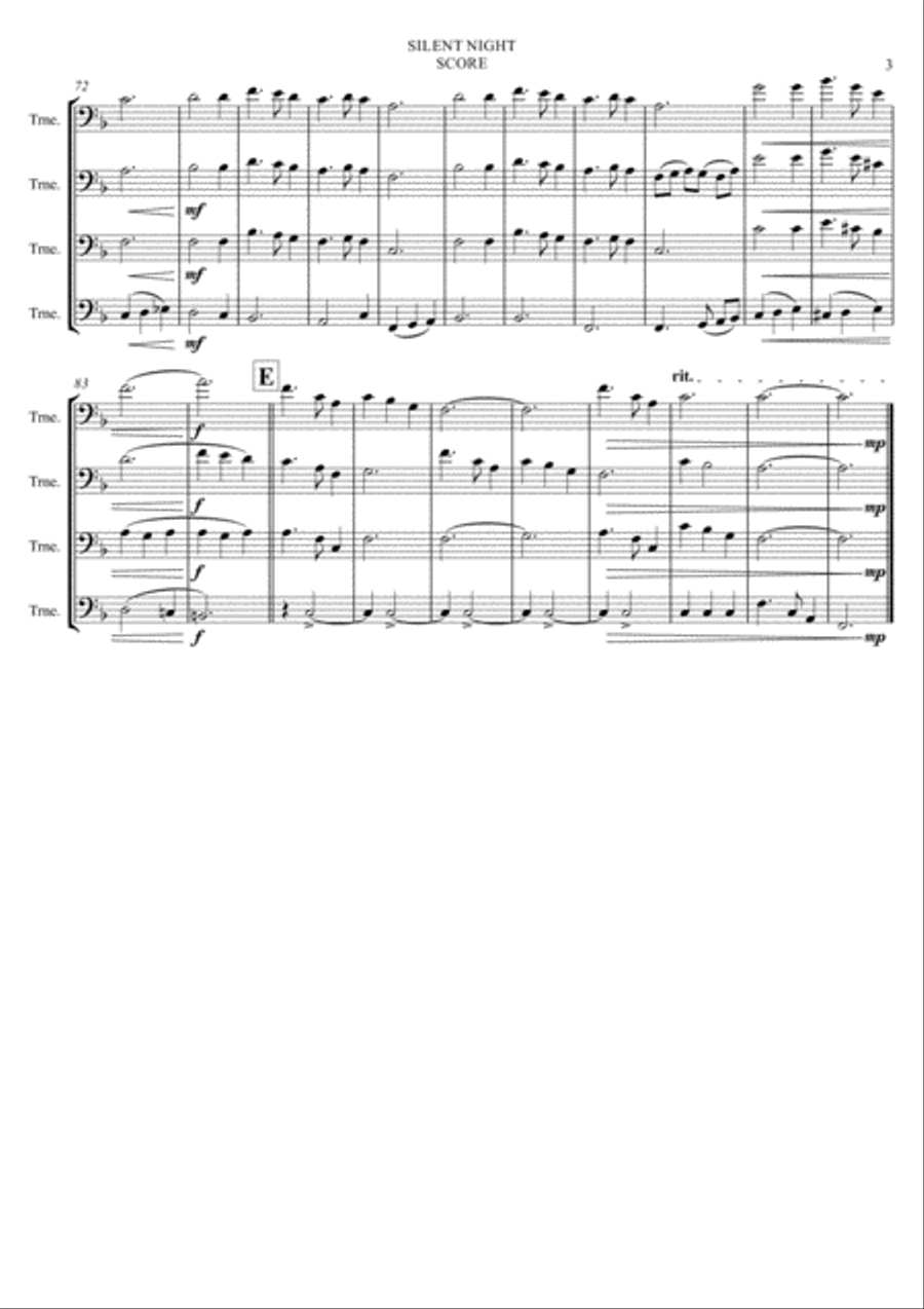 SILENT NIGHT - Trombone Quartet Trombone Quartet scores gallery preview page 3
