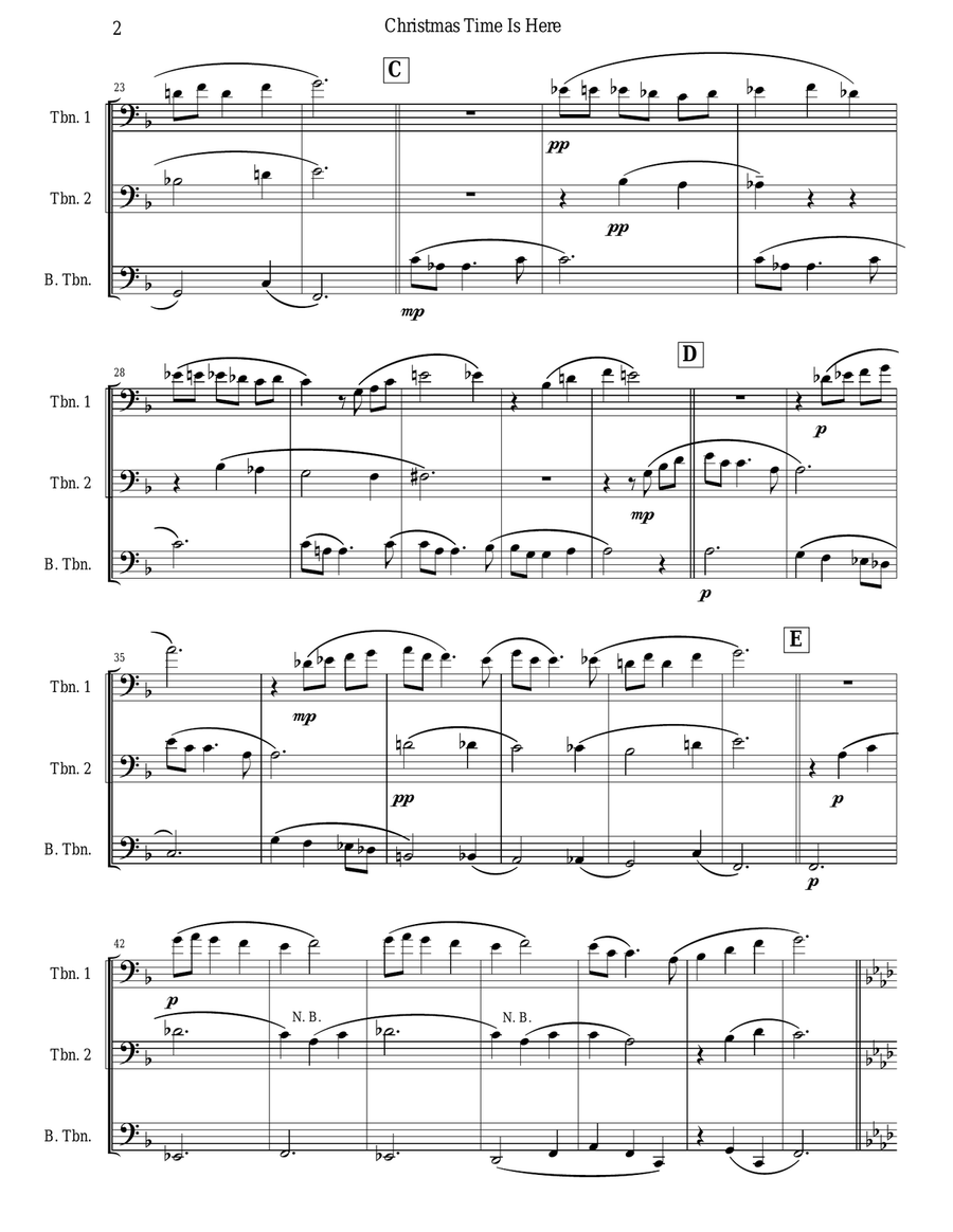 Christmas Time Is Here Trombone Trio scores gallery preview page 2