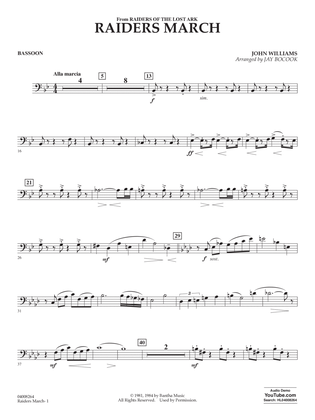 Book cover for Raiders March (from Raiders Of The Lost Ark) (arr. Jay Bocook) - Bassoon