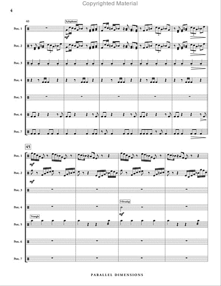 Parallel Dimensions (score & parts) Percussion Ensemble scores gallery preview page 5