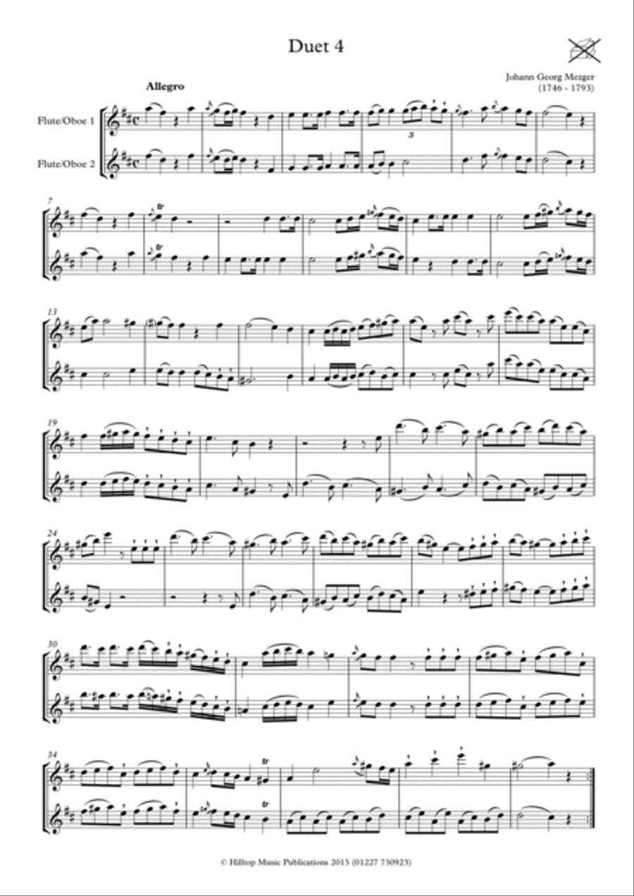 Mezger Six Duets for two flutes Op. 3 No. 4 - 6 Flute Duet scores gallery preview page 2
