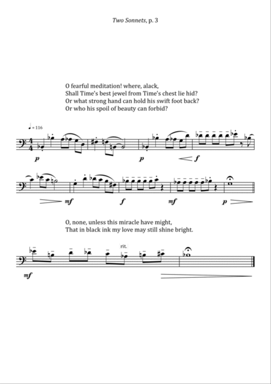Two Sonnets (A4 size) Trombone Solo scores gallery preview page 3