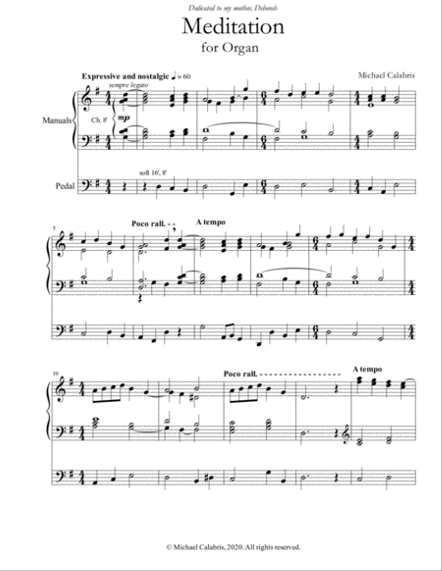 Meditation (for Organ)