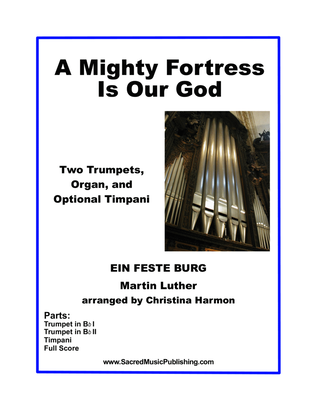 Book cover for A Mighty Fortress Is Our God for Two Trumpets, Organ and Optional Timpani