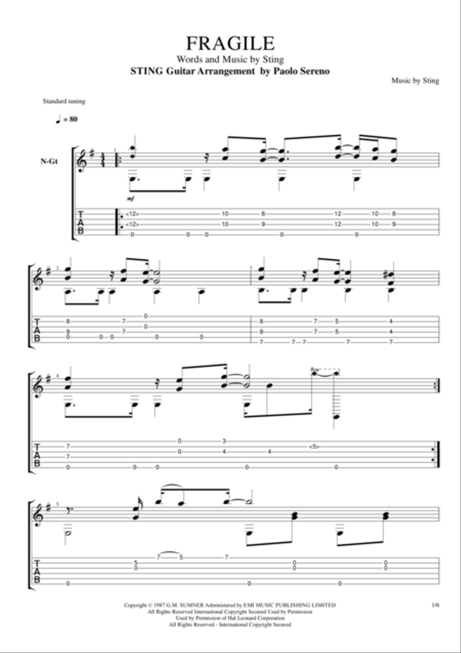 Fragile Acoustic Guitar scores gallery preview page 5