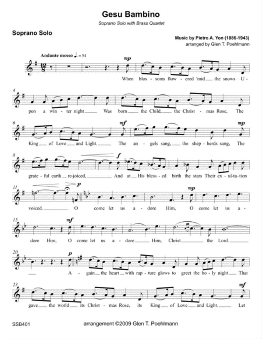 GESU BAMBINO - SOPRANO SOLO with BRASS QUARTET Small Ensemble scores gallery preview page 6