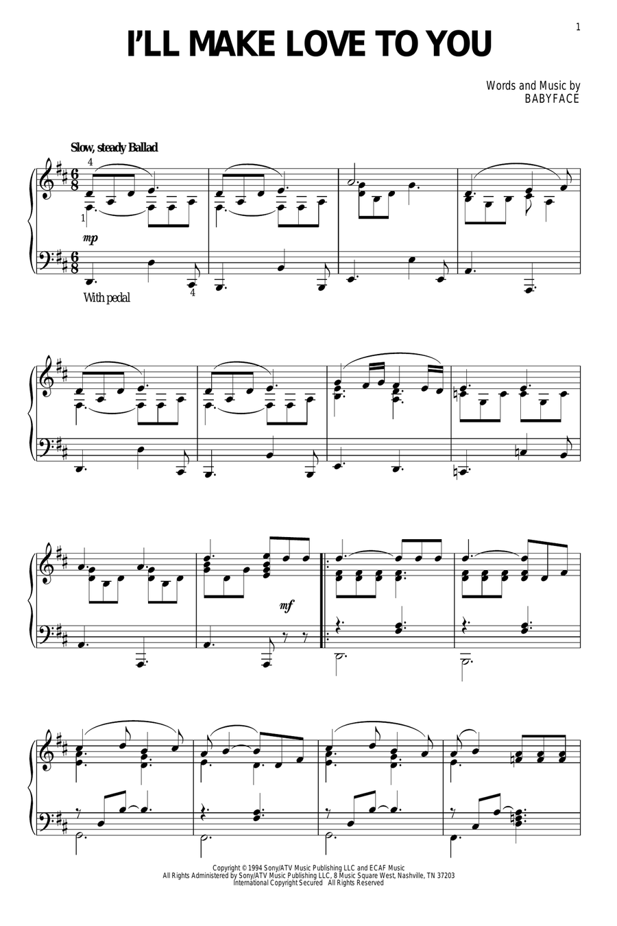 I'll Make Love To You I'll Make Love To You Piano Solo scores gallery preview page 1