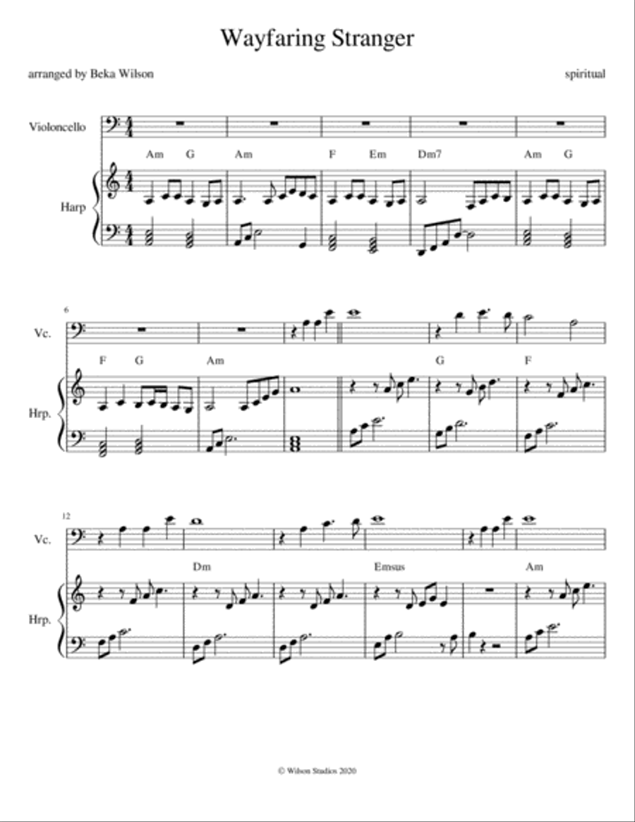 Wayfaring Stranger String Duet scores gallery preview page 1