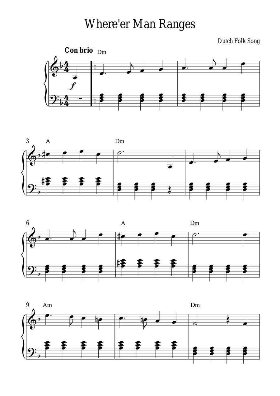 Where'er Man Ranges Piano Method scores gallery preview page 1