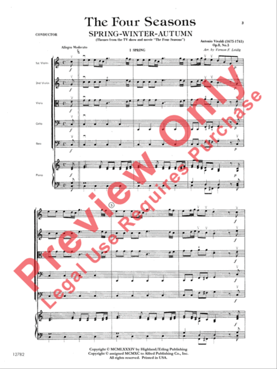 The Four Seasons (Spring, Winter, Autumn) String Orchestra scores gallery preview page 4