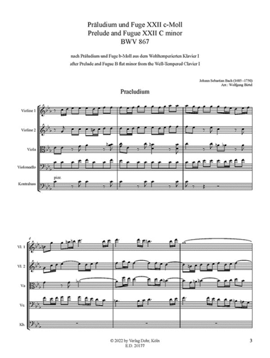 Präludium und Fuge c-Moll BWV 867 (für Streichquintett)