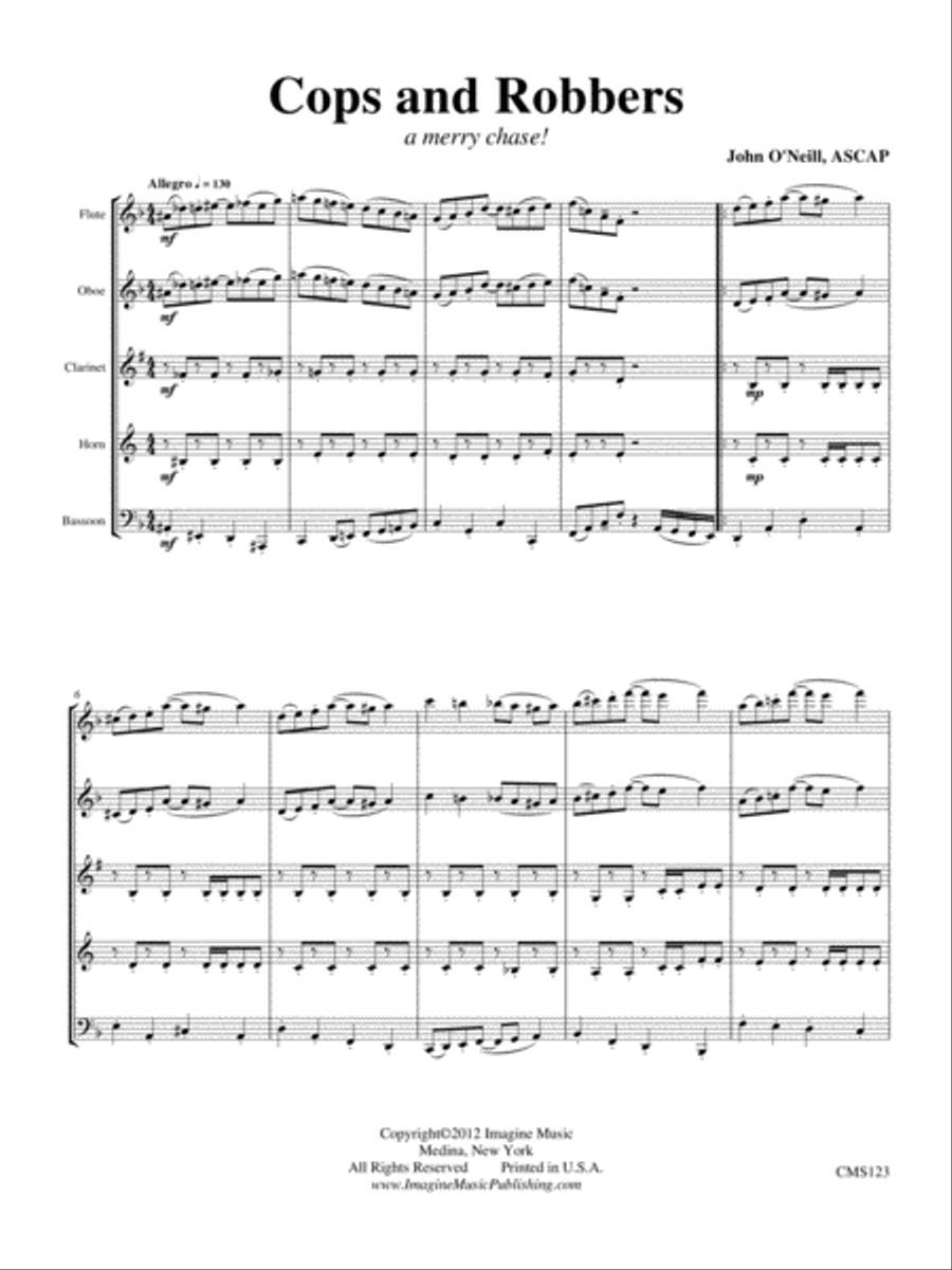 Cops & Robbers: a merry chase Woodwind Quintet scores gallery preview page 3