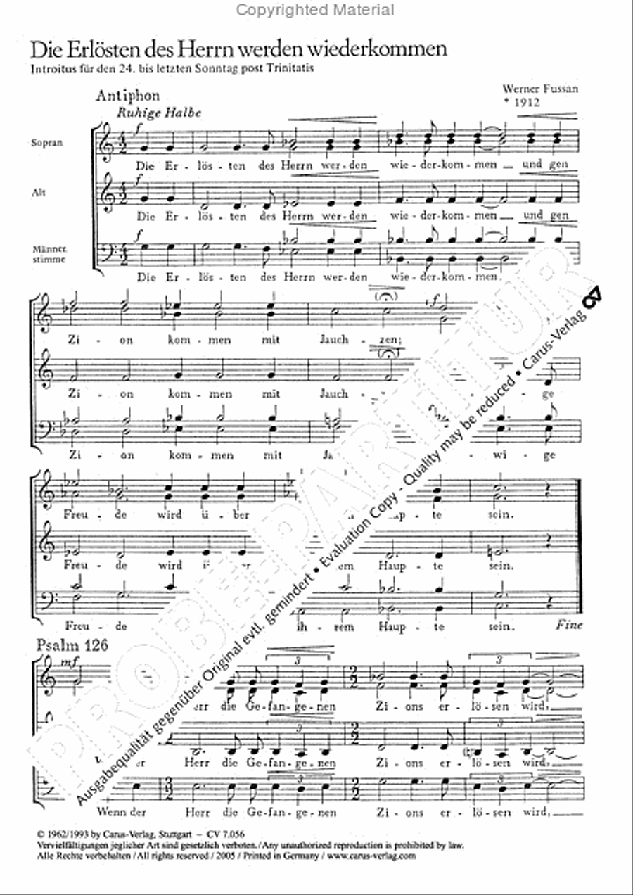 Die Erlosten des Herrn werden wiederkommen 3-Part scores gallery preview page 2