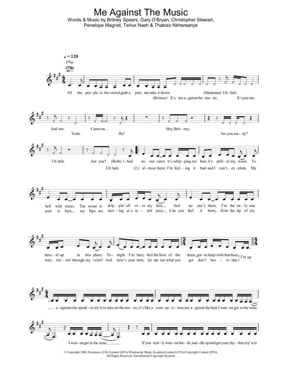 Me Against The Music Me Against The Music Piano scores gallery preview page 1