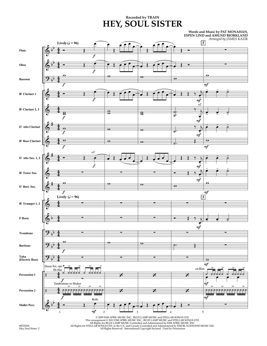 Hey, Soul Sister - Full Score Concert Band scores gallery preview page 2