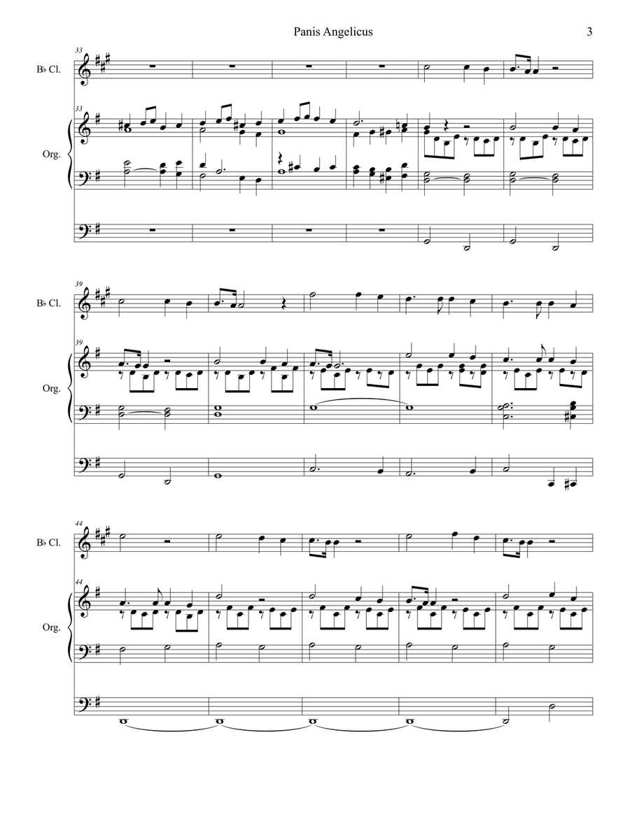 Panis Angelicus (for Bb-Clarinet solo - Organ accompaniment) Clarinet Solo scores gallery preview page 4
