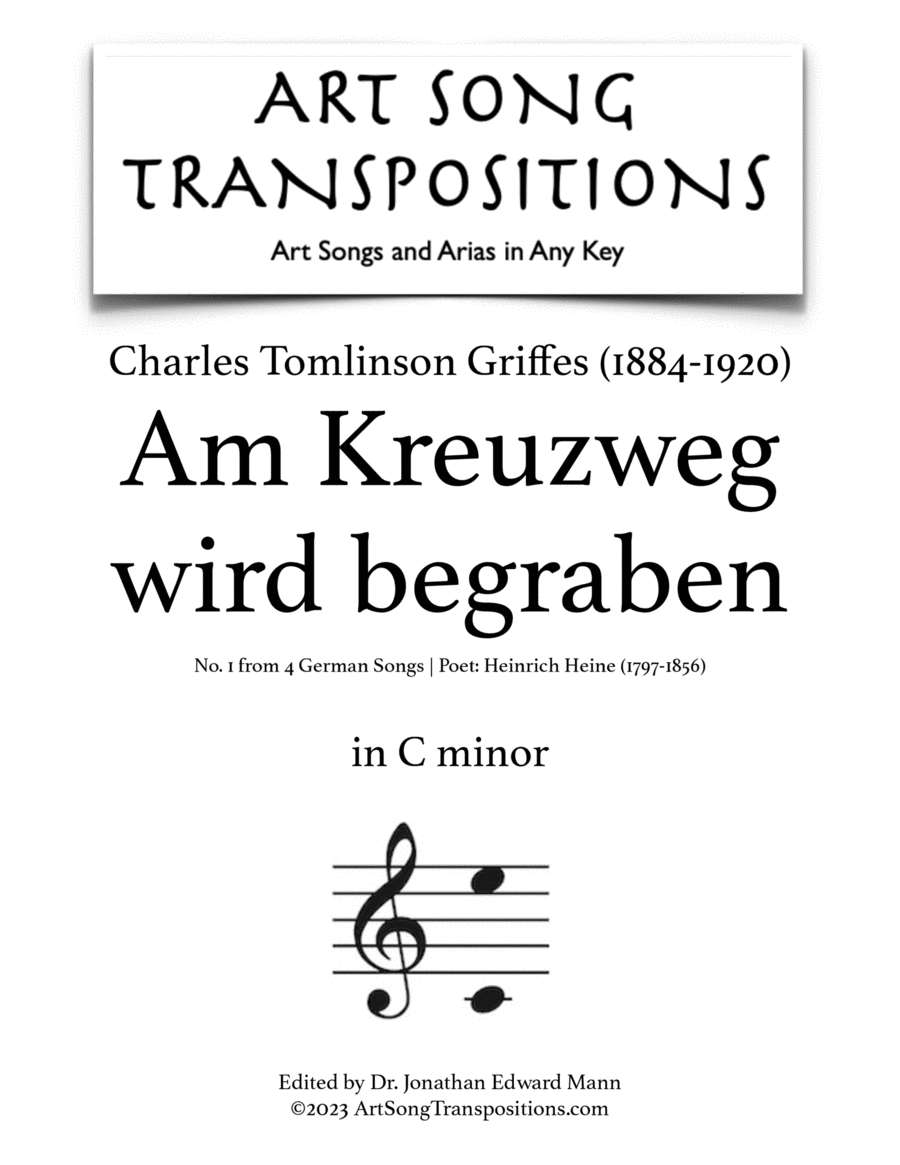 GRIFFES: Am Kreuzweg wird begraben (transposed to C minor) Voice scores gallery preview page 1