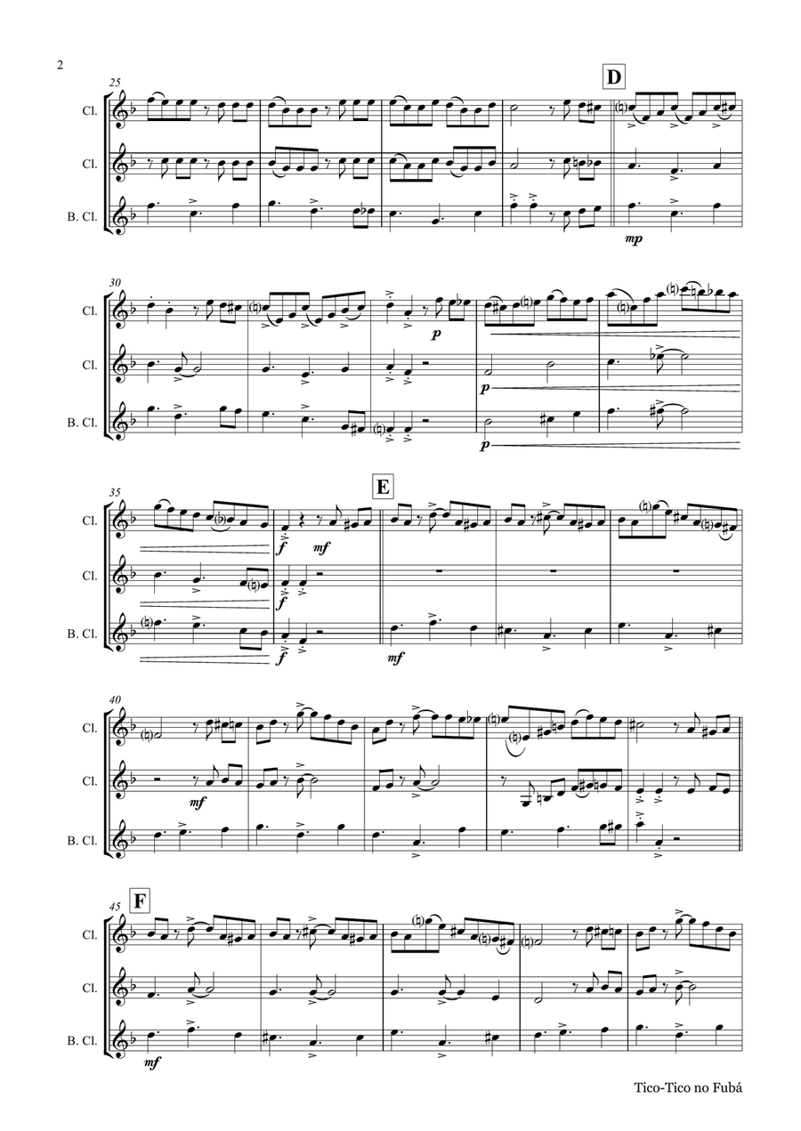 Tico-Tico no Fubá - Choro - Clarinet Trio Clarinet Trio scores gallery preview page 2