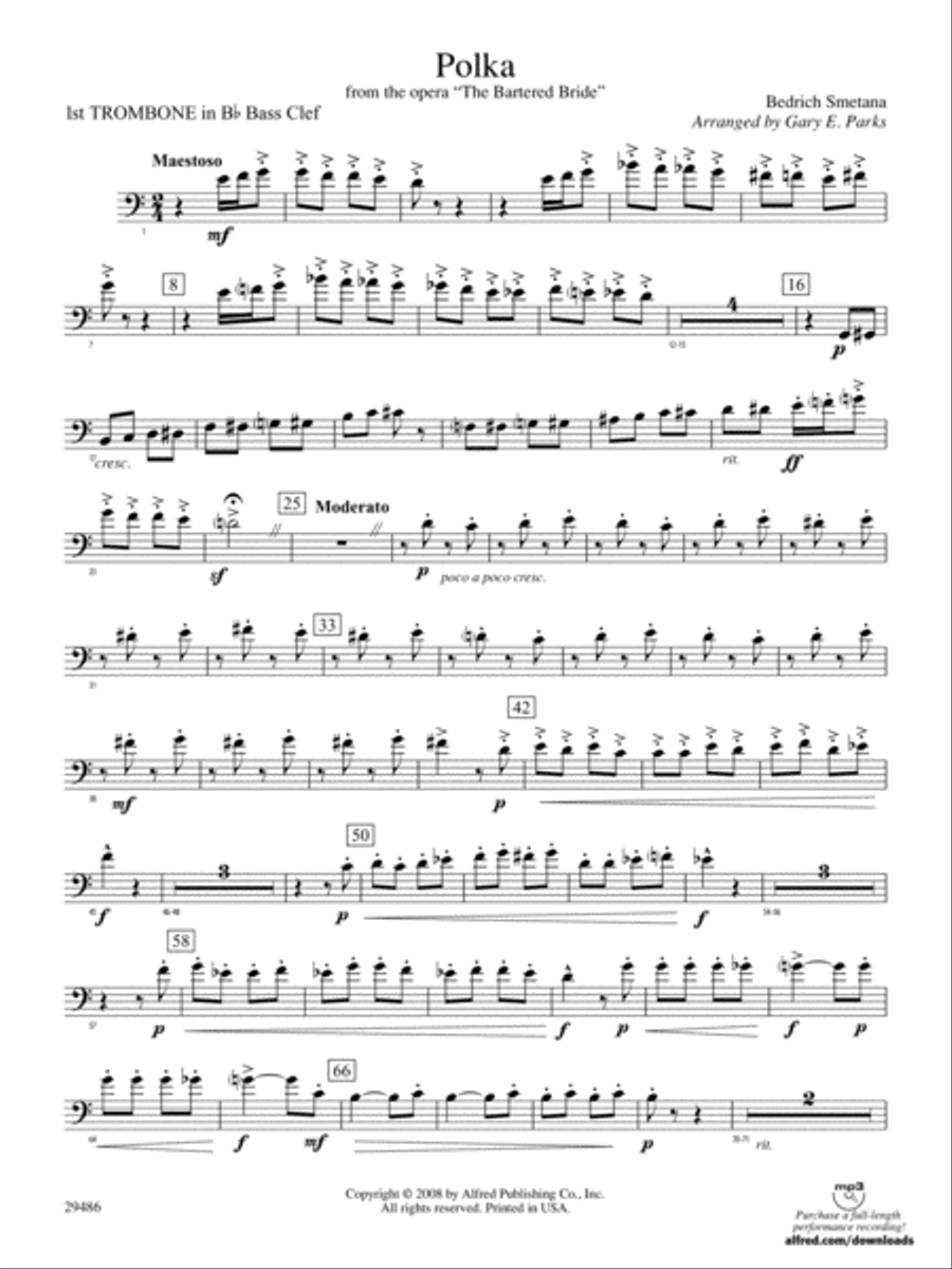 Polka from The Bartered Bride: (World Part) 1st B-flat Trombone B.C. Concert Band scores gallery preview page 1