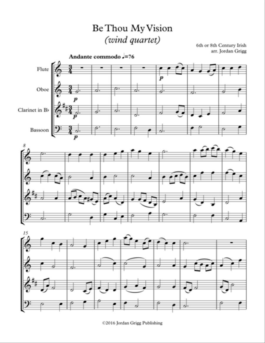 Be Thou My Vision (wind quartet) Woodwind Quartet scores gallery preview page 1